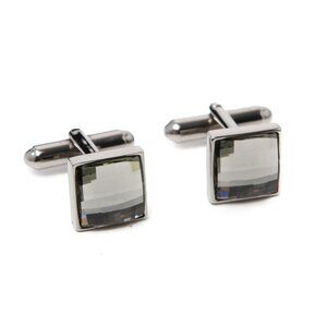 Swarovski Crystal Square Faceted Cufflinks Jewel Bling Silver Swan Stamped